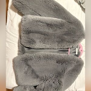 Gray fur coat